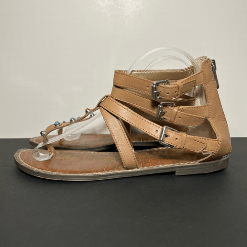 Womens SAM EDELMAN Genevive T Strap Zip Up Studded Sandals / Size 9 Medium - Picture 3 of 8