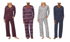 Nautica Women's Silky Stretch Fleece 2-Piece Pajama Set