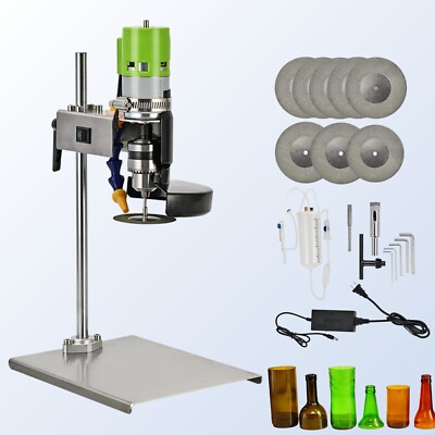 Electric Glass Bottle Cutter Cutting Machine Variable Speeds 8 Blades Tools