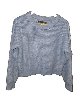 American Eagle Vintage Ribbed Cable Knit Crew Neck Wool Knit Long Sleeve Sweater