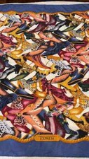 Vintage Novelty print 1980  s silk scarf Shoes Campaigning Internationale Express