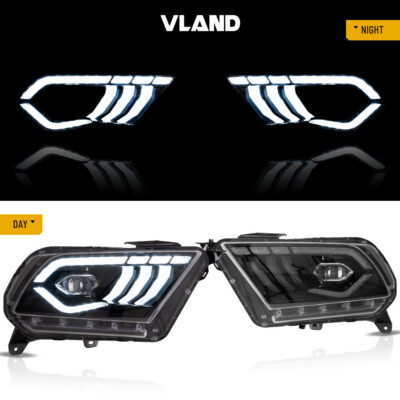 For 2010-2014 Ford Mustang LED Headlights Sequential Signal LED DRL Headlamps 2X