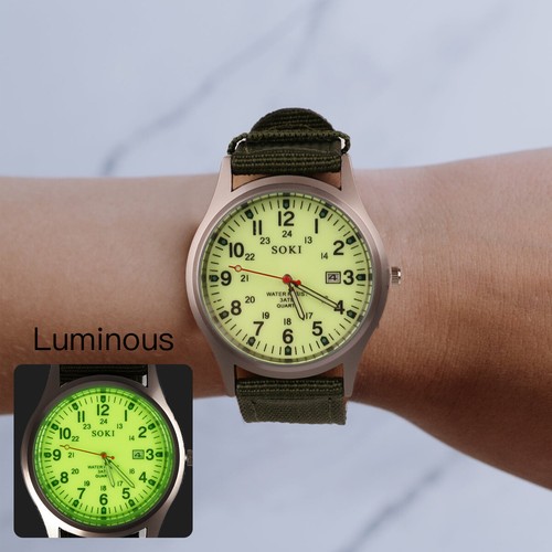 Men's Watch Quartz Watch Canvas Watch StrapSimulate Military Leather Watches - Picture 5 of 17