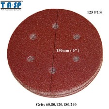 125PCS 6" 150mm Sandpaper Sanding Disc Rotary 6-Hook Loop Sander Grit 60 240 0.35 per gallon