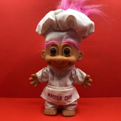 Vintage RUSS Troll Meisterkoch Restaurant Koch Haube Hut Glückspuppe Maskottchen 1990er