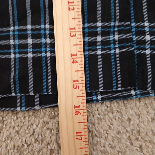 Joe B Skirt Large Short Black Blue Plaid Pull On Slit New - Picture 5 of 9