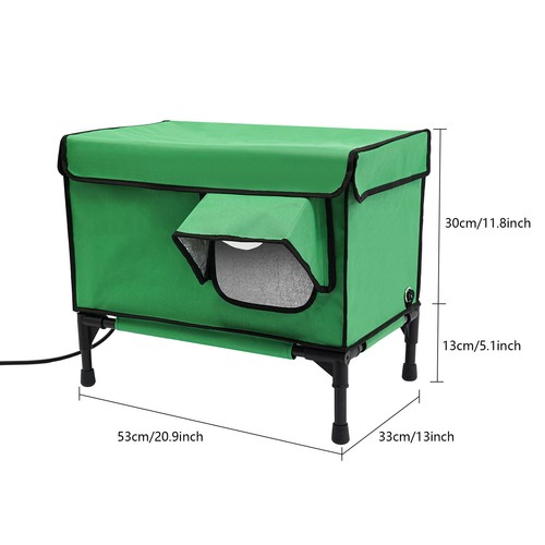 Elevated Heated Cat House Outside Heated Cat Bed Cat Shelter Kitty w/Heating Pad - Picture 2 of 24