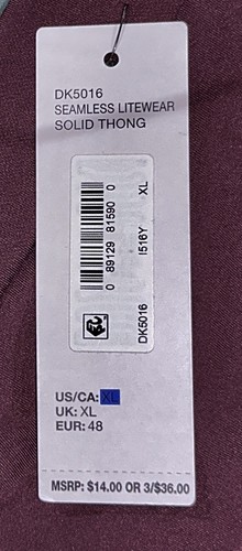 DKNY Seamless Litewear Grape Wine Thong Panty NEW Womens Sz M 6  XL 8  DK5016 - Picture 7 of 7
