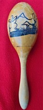 VINTAGE WOODEN MARACA  ADULT PERCUSSION SHAKER  QUALITY VINTAGE  8 5/8"