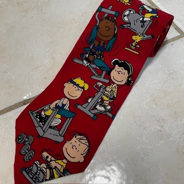 Corbata Snoopy & Friends 'No Pain No Gain' De Colección 100% Seda Hecha en EE. UU. Entrenamiento Foto 2 de 4