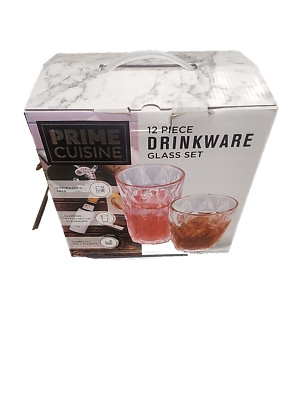Prime cuisine 12-piece drinkware glass set 9 ounce