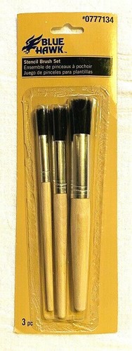 Blue Hawk 3-Piece STENCIL BRUSH SET New (Open Package) Model # LPS-23