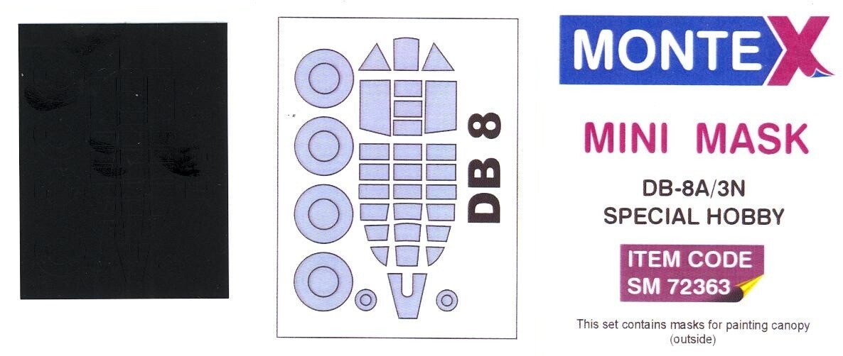Montex 1/72 DOUGLAS DB-8A/3N CANOPY & WHEELS PAINT MASK Special