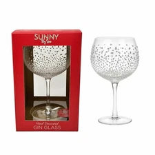 Gin Cocktail Wine Spirit Glass Hand Decorated Embossed Snow Flakes - NEW