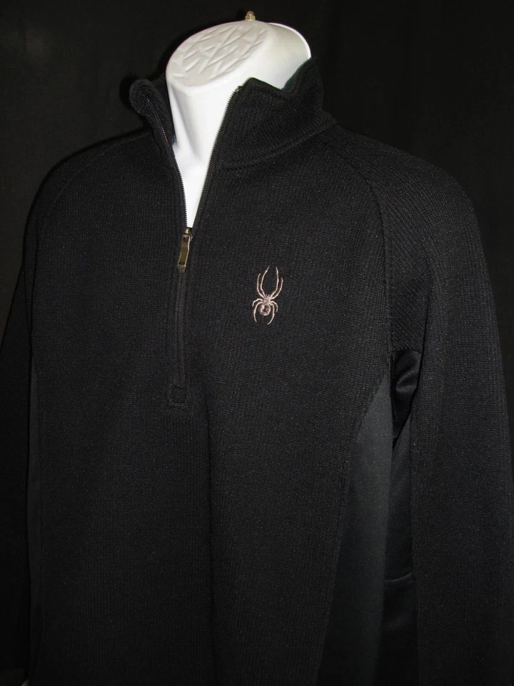 Spyder Solid Black 1/4 Zip Thermal Waffle Knit L/S Pullover Sweater Sz. M - Image 2 of 4