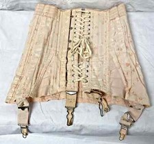 Vintage 1920s Lace-Up Girdle Open Bottom Garter Hi-Waist LADY-LYKE 2405 PINK 