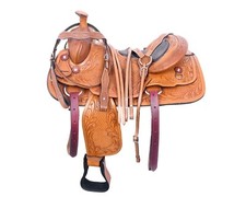 Western Barrel Racing Horse Saddle Premium Leather with tack set 10'' to 18' in