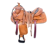 Western Barrel Racing Horse Saddle Premium Leather  with tack set 10'' to 18' in