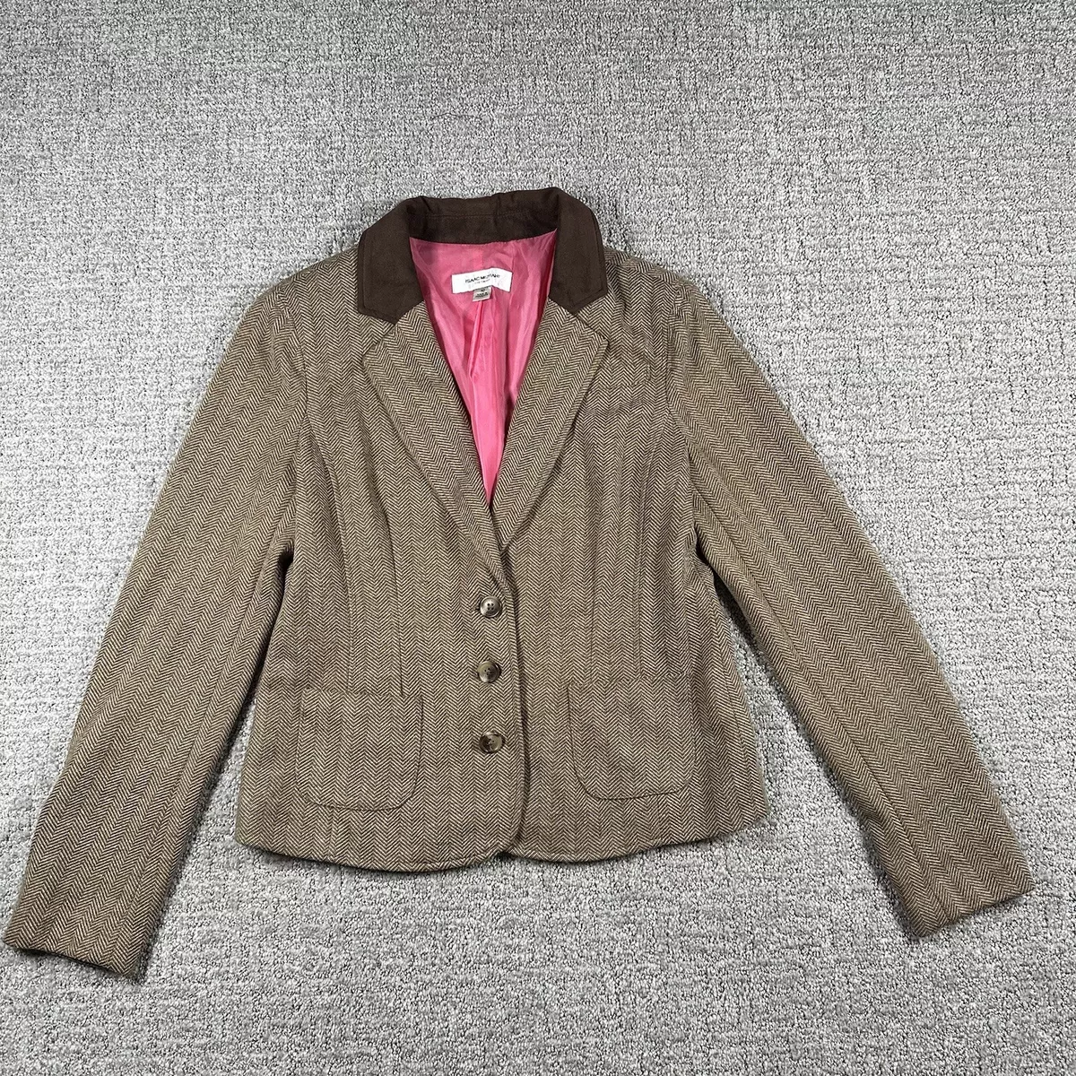 Isaac Mizrahi Target Blazer 10 Brown Tweed 3 Buttons Sport Coat