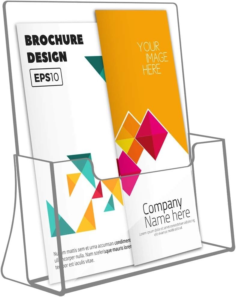 Acrylic Brochure Holder 8.5 X 11 Inches, 2 Pack Clear Literature Holder With Removable Divider