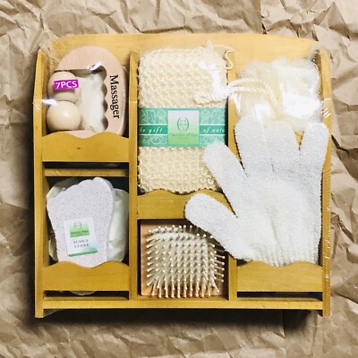 Essential Design Bath & Beauty Personal Spa Bathing Care Wooden Box Gift Set 7PC