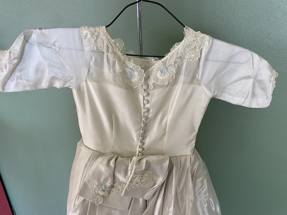 Vestido de Fiesta Vintage Años 50 Blanco Comunión Flor Niña Azul Floral Cottage Core Foto 4 de 4