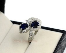 Natural Sapphire Gemstone 925 Sterling Silver September Birthstone Wedding Ring