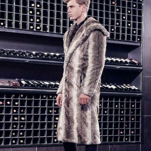 Cappotto in pelliccia sintetica da uomo outwear cappotto invernale giacca risvolto grande outwear oversize - Foto 8 di 11