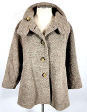 Peserico Women's Wool Alpaca Mohair Peacoat Coat Jacket Button Beige 42 Italy