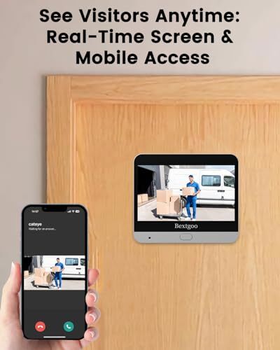 Bextgoo 2K Peephole Doorbell Camera – 4.3" Color Screen, 8000mAh Battery, 170° View, Night Vision, Motion Alerts (32GB Card Included)