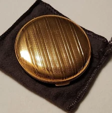 Vintage Merle Norman Mid Century Powder Makeup Mirror Compact Venetian Gold tone