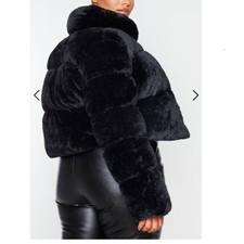 Women's Pretty Little Thing Faux Fur Puffer Jacket, Size 22 - Black
