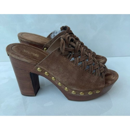 Michael Kors Westley Damen-Sandale mit Metallnieten gewebtes Wildleder-Maultier braun Gr. 8M - Bild 2 von 9