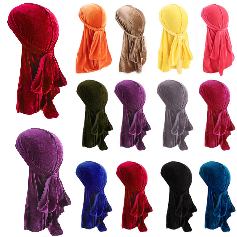 APL Bandana uomo donna velluto fascia berretto cappello Durag coda lunga fascia 