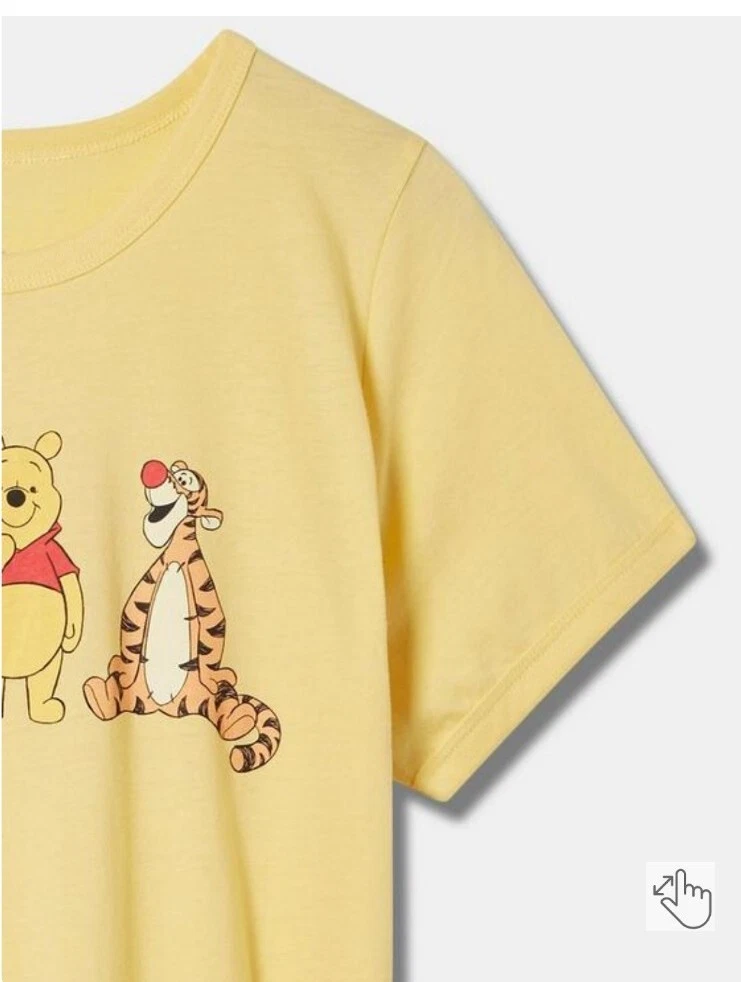 NWOT TORRID WINNIE THE POOH Yellow Crew Neck Classic Fit Ringer