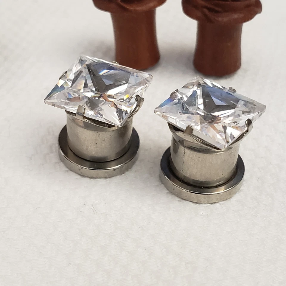 Lote de joyas piercing tapones para los oídos medidores piedra metal vidrio corazón madera flor Foto 4 de 4