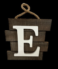 Rustic Wooden Initial E Letter Wall / Front Door Decor Art