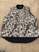 Only Ny Camo Vest Women's Medium Tan Beige Brown Full Zip Lined Soft New W/o Tag