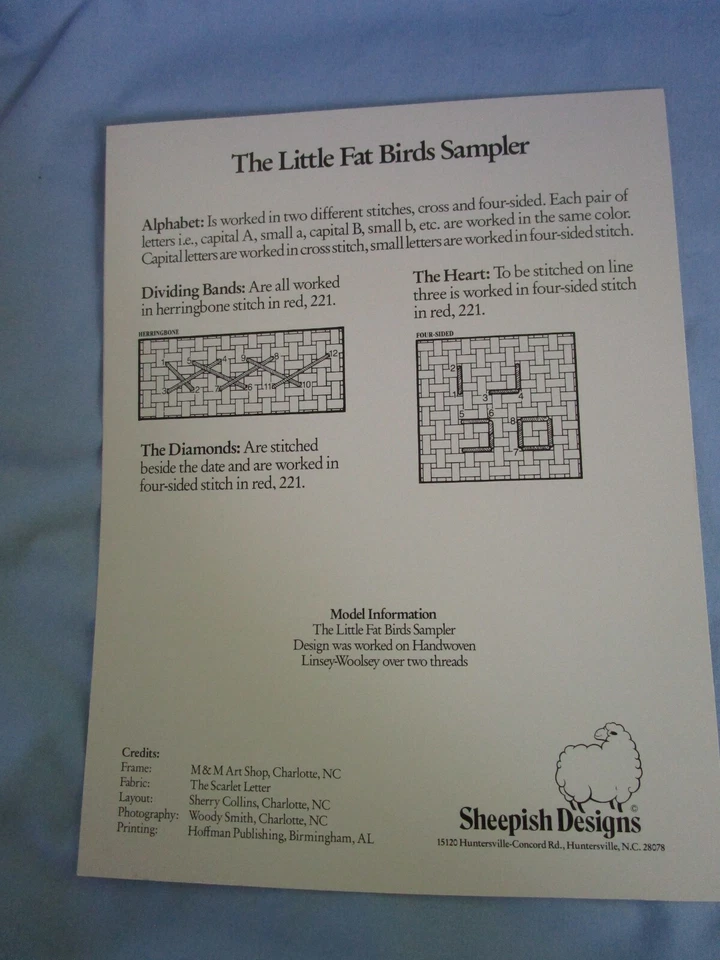 Sheepish Designs The Little Fat Birds Sampler Cross Stitch Dawn Bradford 1987 - Image 3 of 4