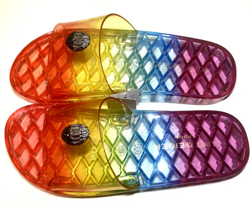Kurt Geiger Size 10.5 44.5‎ Orion Black with Multi Metallic Strap Flat Sandal ORION Black Crystal Colour Straps by KURT GEIGER LONDON main image 4