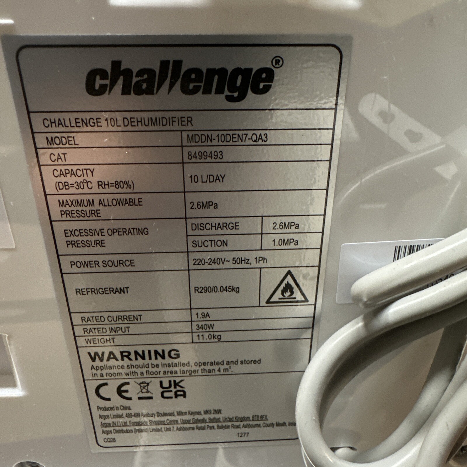 10L Challenge Dehumidifier For Mould and Moisture Extraction