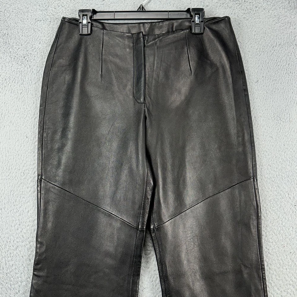 Pantalones Wilsons Mujer 10 Pelle Studio Cuero Negro Motocicleta Frente Plano Exterior Foto 2 de 4