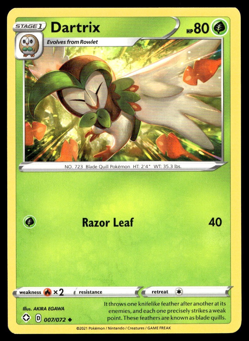 Dartrix 7/72 Pokemon Card Shining Fates Uncommon 80 HP Near Mint G26