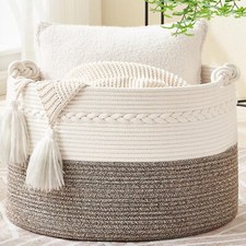 Large Blanket Basket 20"x13" ,Woven Baskets for storage Baby Beige