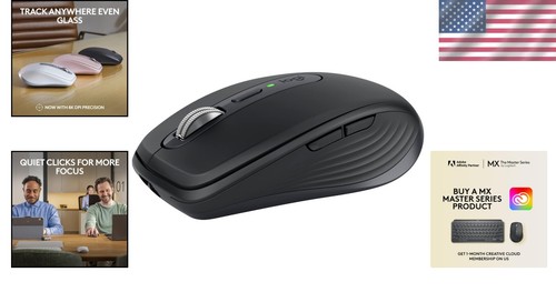 MX Anywhere 3S Wireless Compact Mouse - 8K DPI Any-Surface Tracking, Graphite - Picture 2 of 11