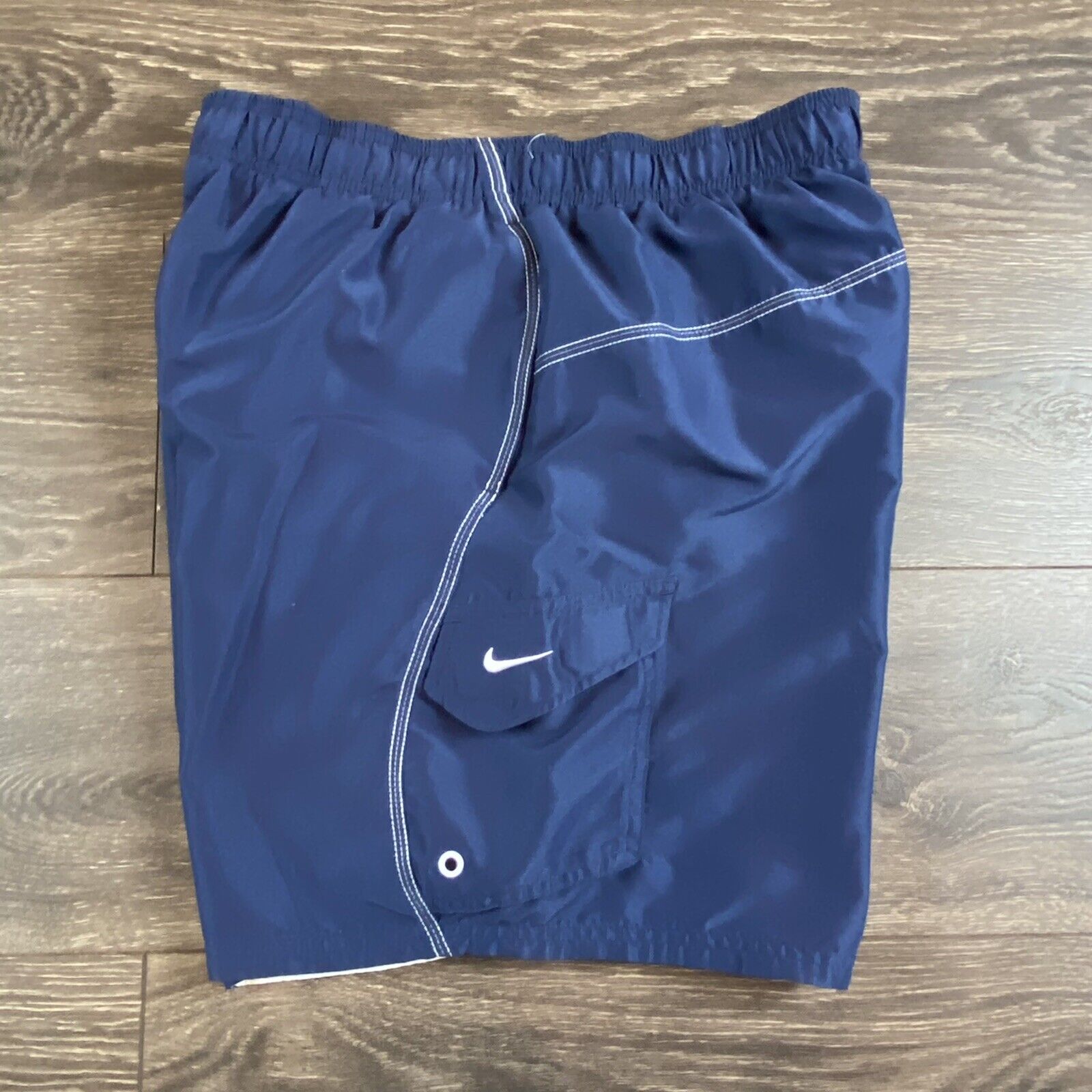 Nike Blue Nylon Netted Drawstring Swim Trunks Men… - image 1