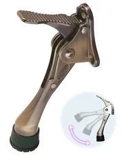 One Touch Kickdown Door Stopper 4 inch Antique Bronze Heavy Duty Adjustable