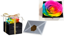 RAINBOW Preserved Rose In Jewelry Gift Box - Valentine's Day - Anniversary Gift