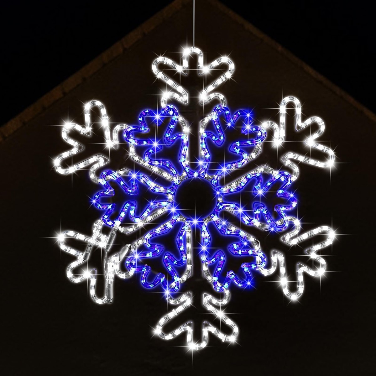 Large Blinking Snowflake Lights Infinity Hanging Snowflake Large White