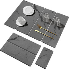 Stone Dish Drying Mat for Kitchen Counter-Dark Gray Marble 24" 16" 8"X4"